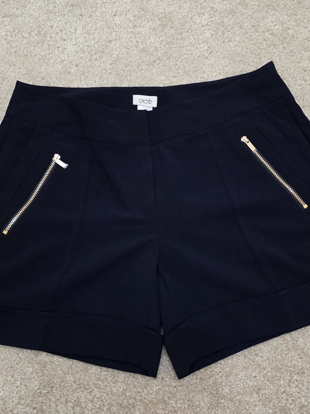 Cache Navy Zip-Pocket Women’s Shorts